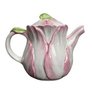 Vintage Retro Y2K Collectors the Bombay Company Inc Pink Tulip Teapot Circa 1992